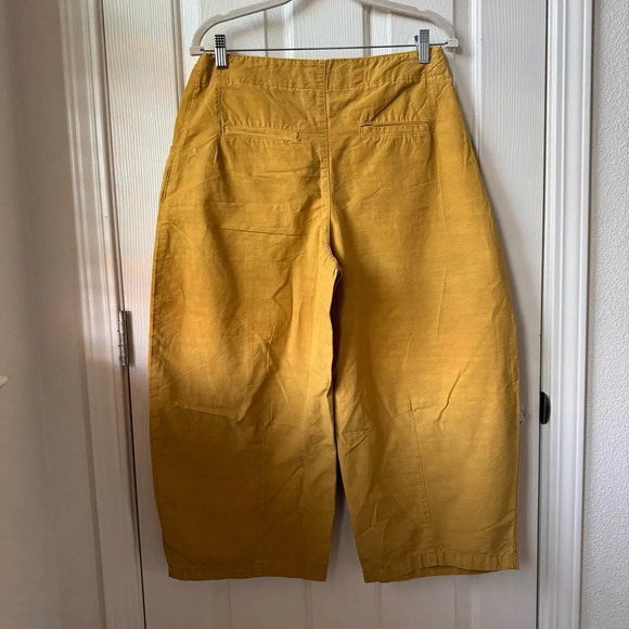 Anthropologie Pilcro Porto Wide Leg Crop Pants Chartruese size 28 Yellow Tan - Picture 5 of 14